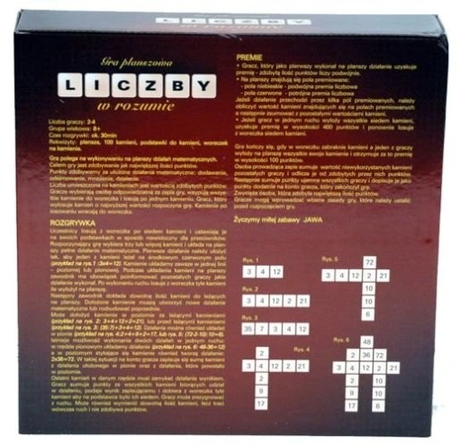 TOWARZYSKA GRA PLANSZOWA LICZBY W ROZUMIE - JAWA
