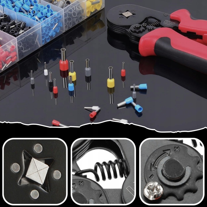 ZACISKARKA DO TULEJEK KONEKTORÓW PRZEWODÓW PRASKA DO KABLI ZESTAW 1500szt