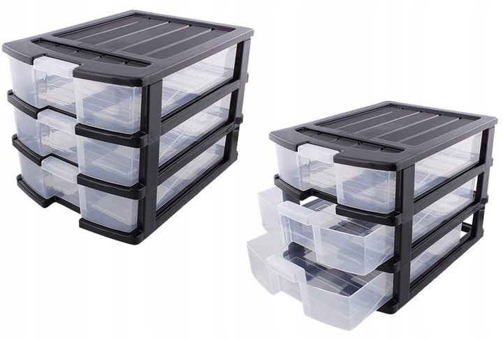 KOMODA SZAFKA 3 SZUFLADY ORGANIZER POJEMNIK KONTENER A4 DO BIURA NA