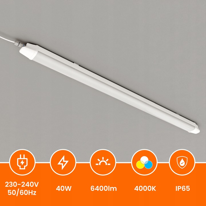 Lampa LED Oprawa Hermetyczna 120cm 40W 6400lm Do Garażu Warsztatu GW3L