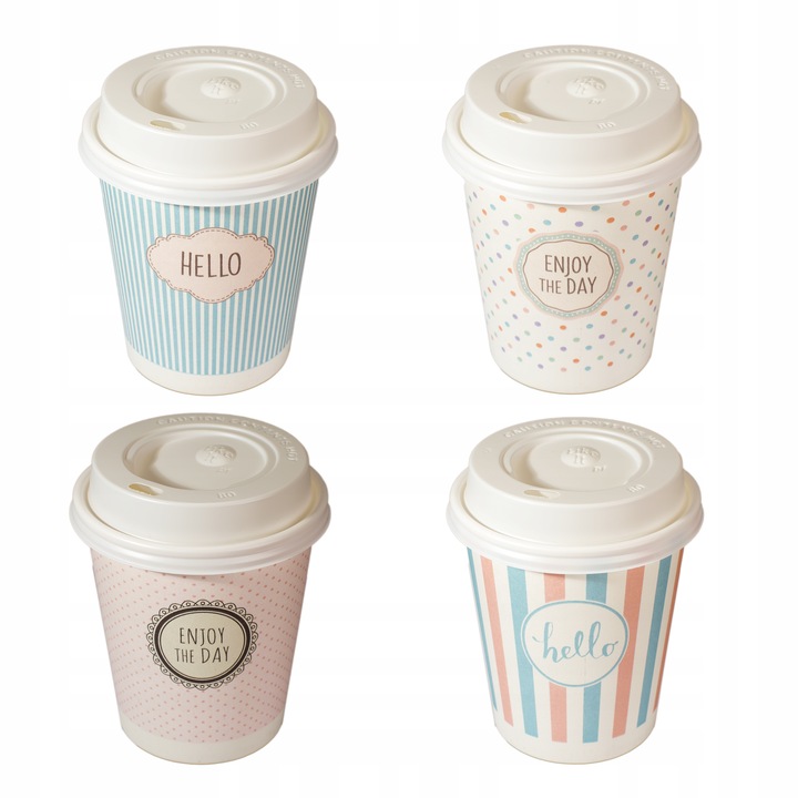 KUBKI PAPIEROWE DO KAWY 250ML SUP PASTELE + WIECZKA 100SZT