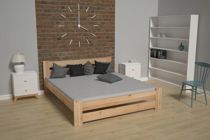 ŁÓŻKO DREWNIANE sosnowe 90x200 + STELAŻ + Materac