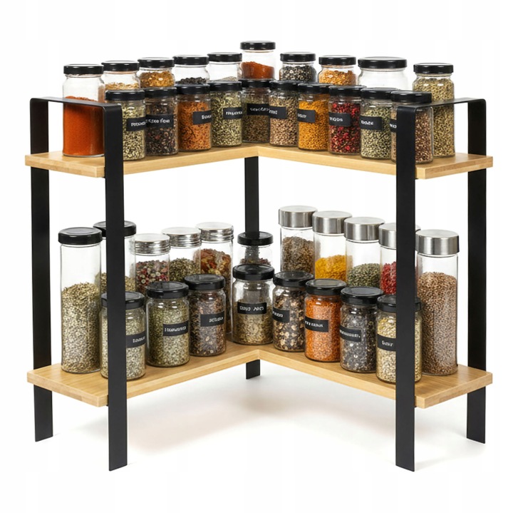 STOJAK NA PRZYPRAWY REGAŁ BAMBUSOWY DREWNIANY ORGANIZER PÓŁKI