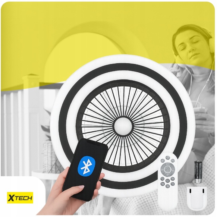 WENTYLATOR SUFITOWY WIATRAK PLAFON LAMPA LED 52 CM DUŻY APLIKACJA