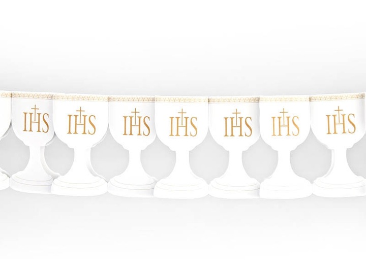 Girlanda komunijna kielichy biała złota z hostią dekoracje na komunię