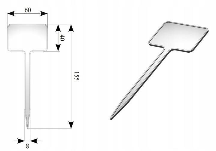 Tabliczki etykiety do opisu roślin PL producent 60x40x155 mm 100 szt.