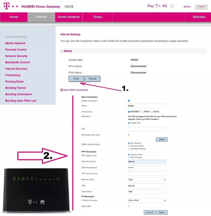 Router HUAWEI HA35-22 karta SIM 4G LTE ADSL VDSL WIFI 2,4/5 AC1200 4xGE USB