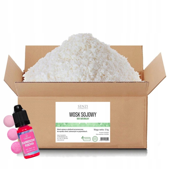 WOSK SOJOWY Do Świec 5kg Płatki 100% Naturalny + Barwnik GRATIS