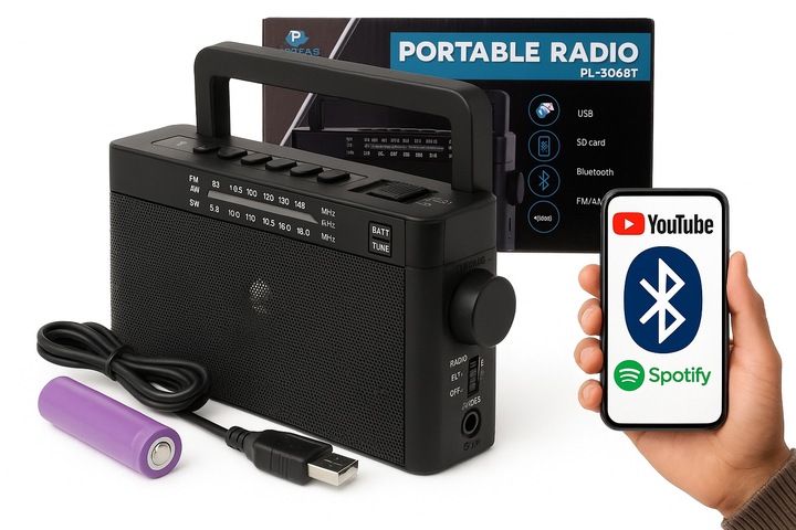 RADIO KUCHENNE DOMOWE PRZENOŚNE NA AKUMULATOR FM AM BLUETOOTH MICRO SD