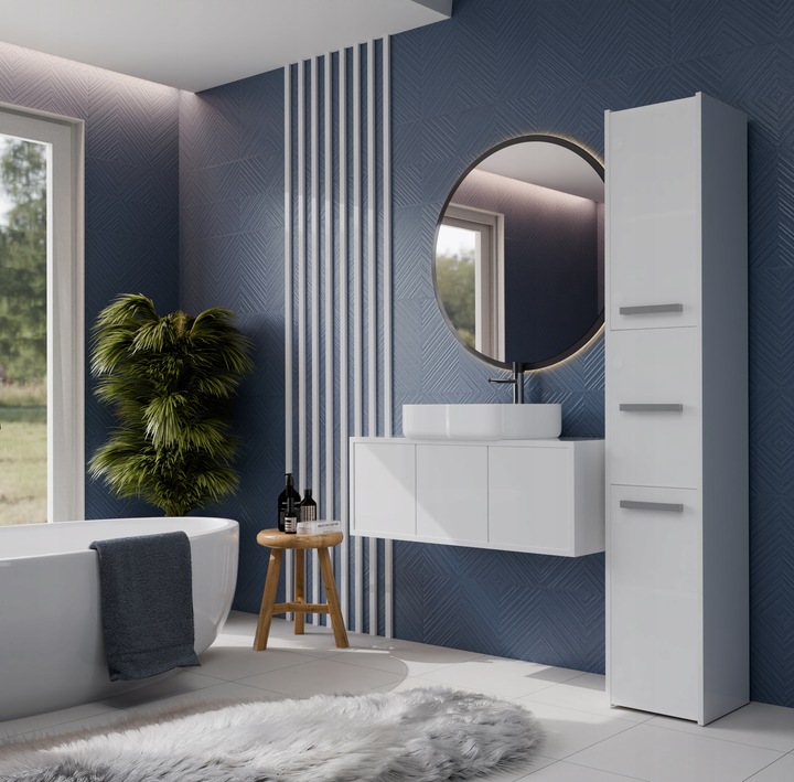 SZAFKA ŁAZIENKOWA SŁUPEK REGAŁ MALWA S33 BIAŁY