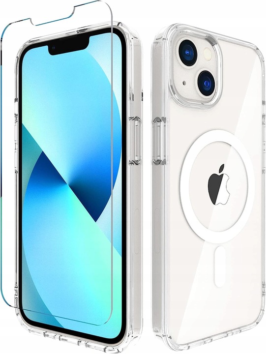 Etui Do iPhone 13 + Szkło 9H WZMACNIANE 360° do MAGSAFE CLEAR CASE
