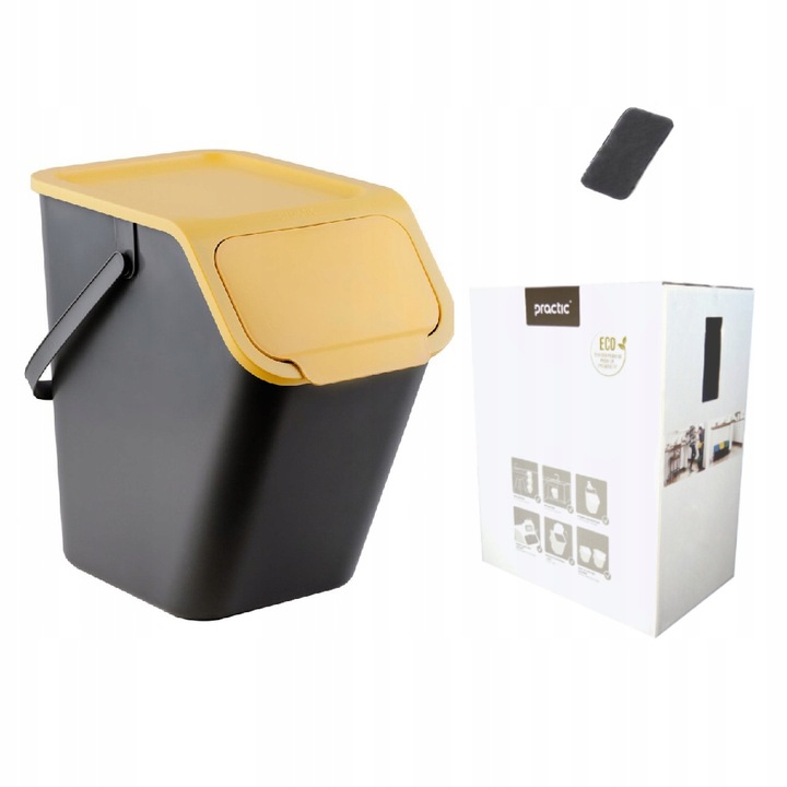 Pojemnik do segregacji odpadów kosz na śmieci metal plastik Bini żółty 25L