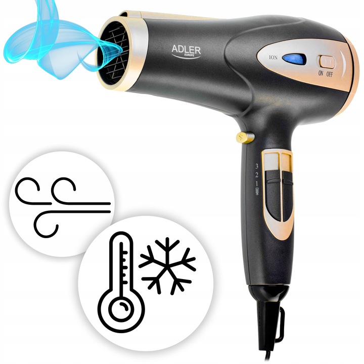 SUSZARKA DO WŁOSÓW Z DYFUZOREM JONIZACJĄ WIELOFUNKCYJNA ZIMNY NAWIEW