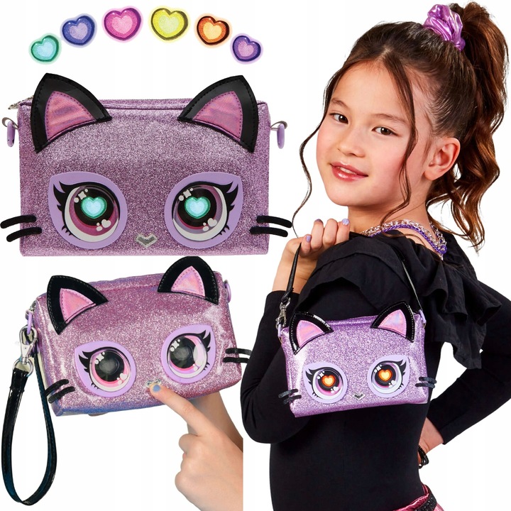 PURSE PETS PURDY PURRFECT TOREBKA INTERAKTYWNA Z TĘCZOWYMI OCZAMI ŚWIATŁO
