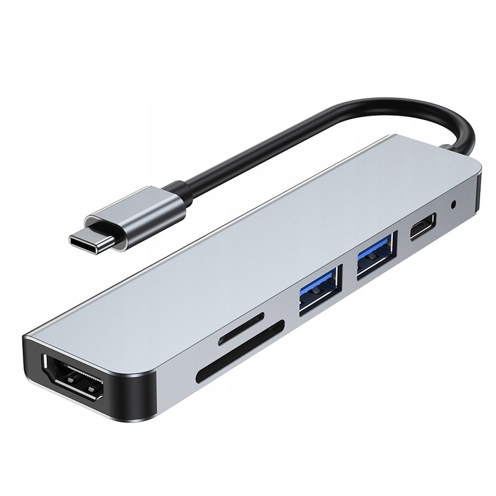 Adapter Hub USB C 3.0 CZYTNIK TF HDMI 4K 6w1Mac PD