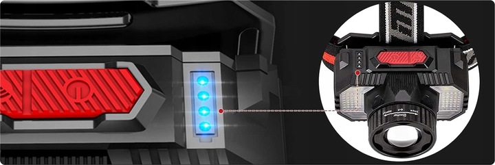 MOCNA LATARKA CZOŁOWA 1000lm 10W CZOŁÓWKA 6 TRYBÓW AKUMULATOR 500m ZOOM MOC