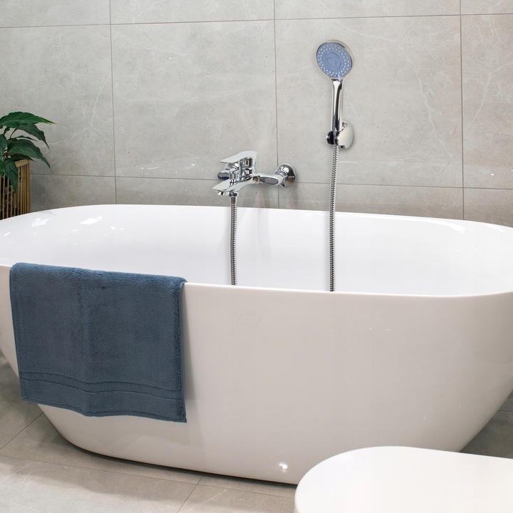 Bateria wannowa ścienna z prysznicem chrom srebrny kran do wanny YOKA