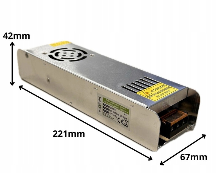 Zasilacz LED Modułowy SLIM Do Taśm LED Transformator 40A 500W 12V