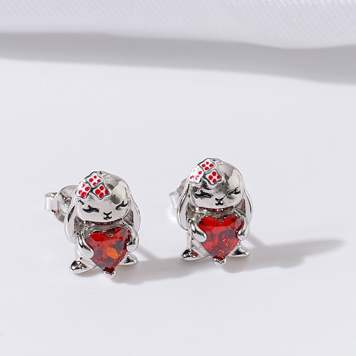 KOLCZYKI SREBRNE DLA DZIEWCZYNKI KRÓLICZKI SREBRO 925 ZAJĄCZKI NA WIELKANOC