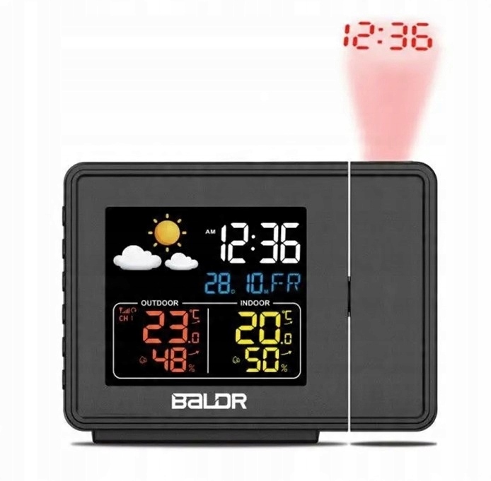 Stacja Pogody Pogodowa Zegar Czujnik Zewnętrzny Higrometr Budzik