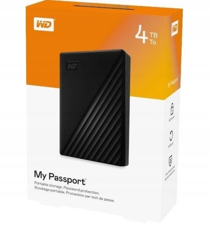 Dysk zewnętrzny HDD WD My Passport 4TB Czarny (WDBPKJ0040BBK-WESN)