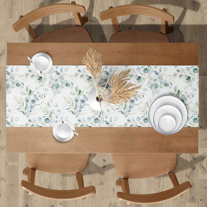 BIEŻNIK OBRUS NA STÓŁ MATOWY GŁADKI 40X220 CM DEKORACYJNY LIŚCIE WZÓR 073