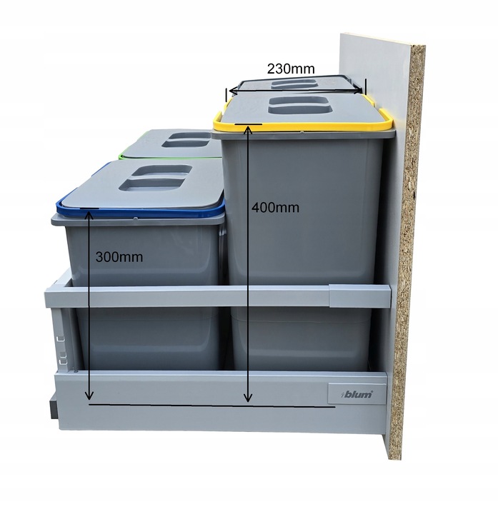 Kosz na śmieci SORT 70L do szafki szuflady 70 Blum 4 pojemniki na