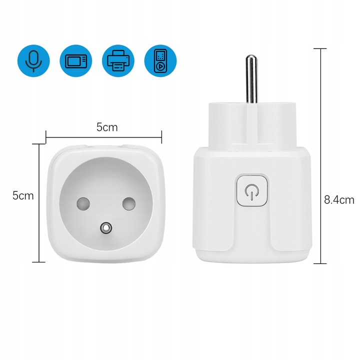Gniazdo Gniazdko WiFi Smart Tuya Watomierz Pomiar Białe Baron 16A 3680W