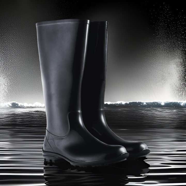Kalosze Damskie Gumowce Lekkie CZARNE Wygodne Wysokie Gumiaki Eleganckie