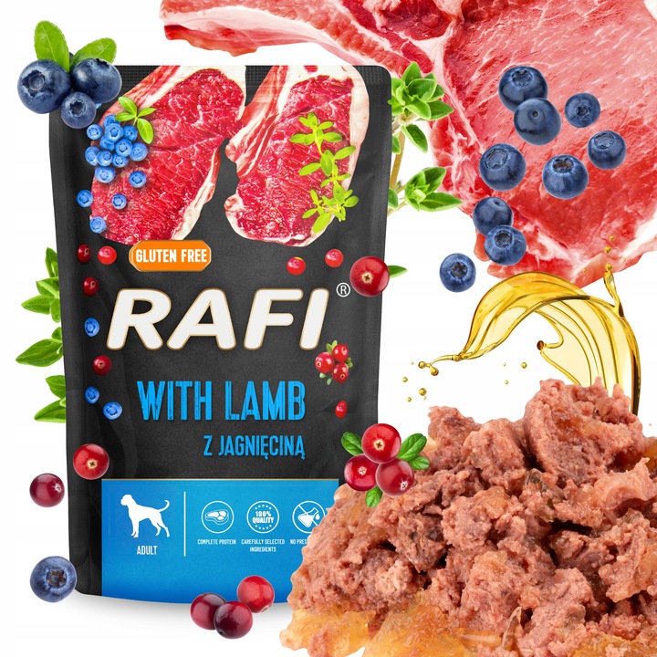 MOKRA KARMA DOLINA NOTECI RAFI ADULT BEZ ZBÓŻ SASZETKA MIX SMAKÓW 24 x 500G