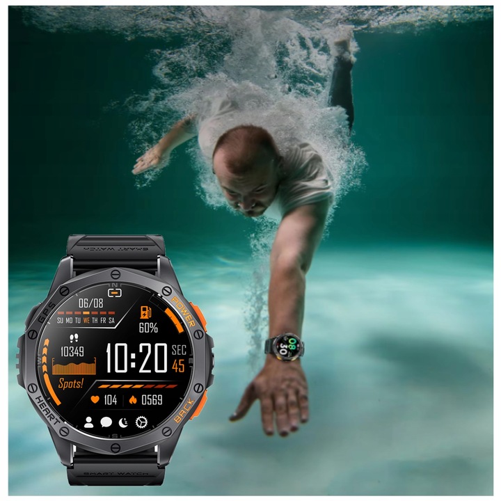 SMARTWATCH MĘSKI Z GPS K67 PL-MENU WODOODPORNY SMSY ROZMOWY SMART WATCH