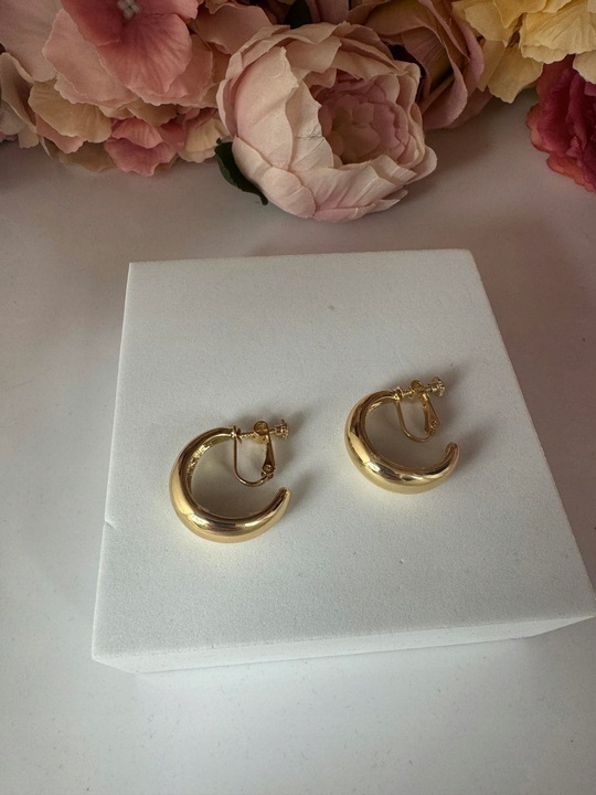 Klipsy do uszu gładkie koła - Francja nowość ślub złote cudo c77