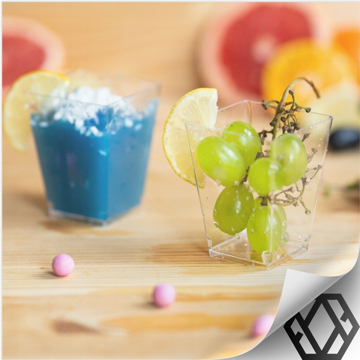 KUBEK PUCHARKI NA PRZEKĄSKI DESERY 120ml 50szt POJEMNIK NA DESER KWADRATOWY