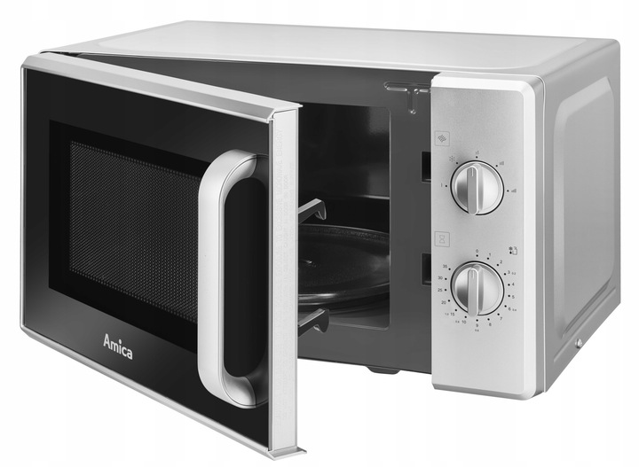 KUCHENKA MIKROFALOWA MIKROFALÓWKA AMMF 20M1S AMICA 700W SREBRNA 20L INOX
