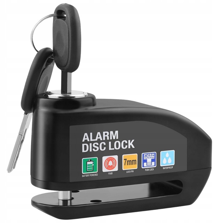 ALARM ZAPIĘCIE NA TARCZĘ HAMULCOWĄ ROWER MOTOR BLOKADA ROWEROWA 110d ABS