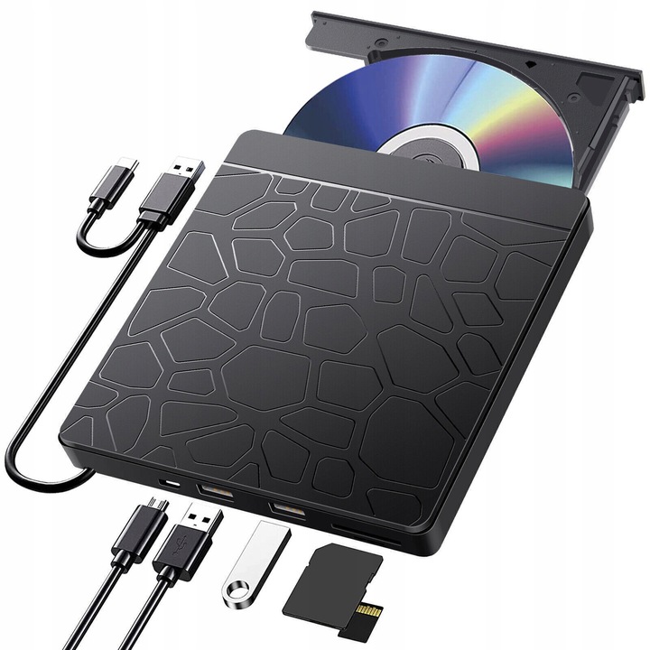 Zewnętrzna nagrywarka napęd na płyty CD DVD Hub SD TF USB 3.0 do laptopa