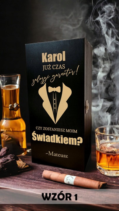 Pudełko na alkohol box PROŚBA O ŚWIADKOWANIE skrzynka prezent dla Świadka