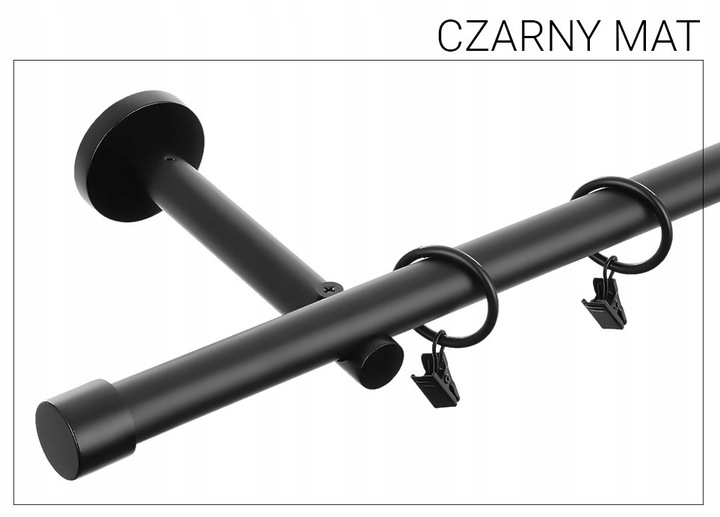 Karnisz METALOWY pojedynczy fi19 mm LOFT - 140cm Czarny mat
