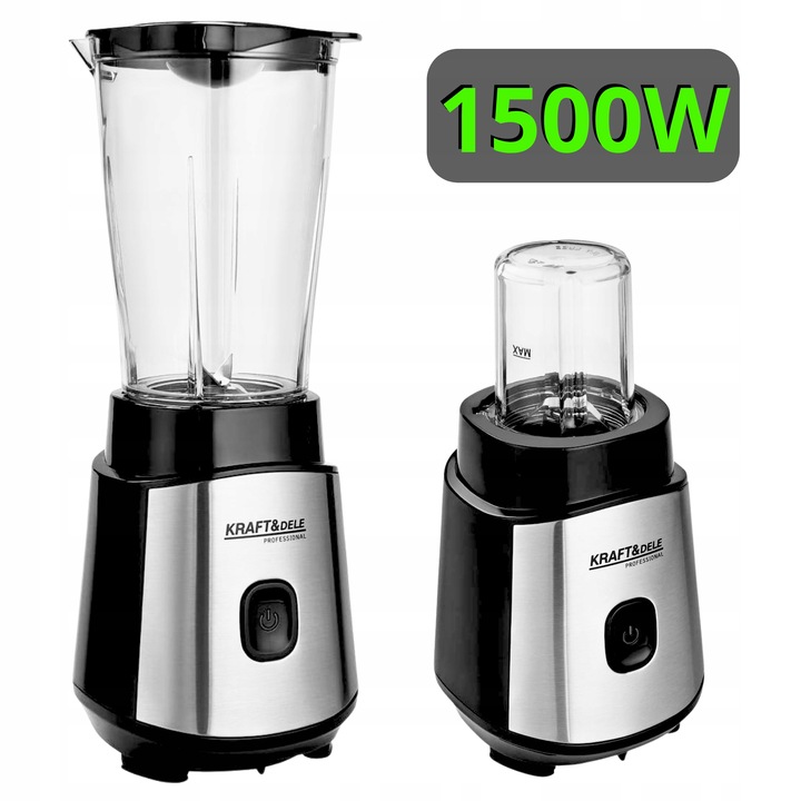 BLENDER KIELICHOWY 1500W MIKSER DO SMOOTHIE KOKTAJLI LODU 2 BIDONY +
