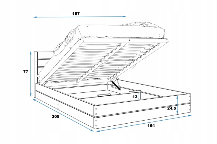 łóżko 160x200 z materacami pojemnikiem stelaż Montana