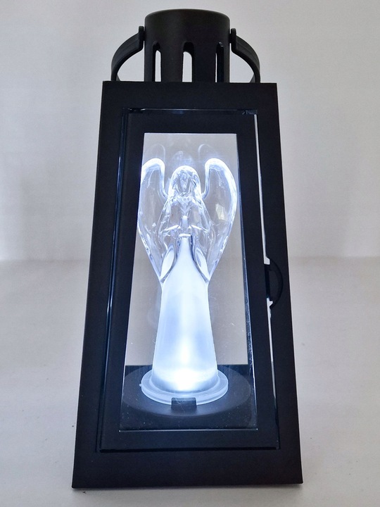 LATARENKA LED DEKORACYJNA LAMPION ANIOŁEK LATARNIA Z ANIOŁEM OZDOBNA