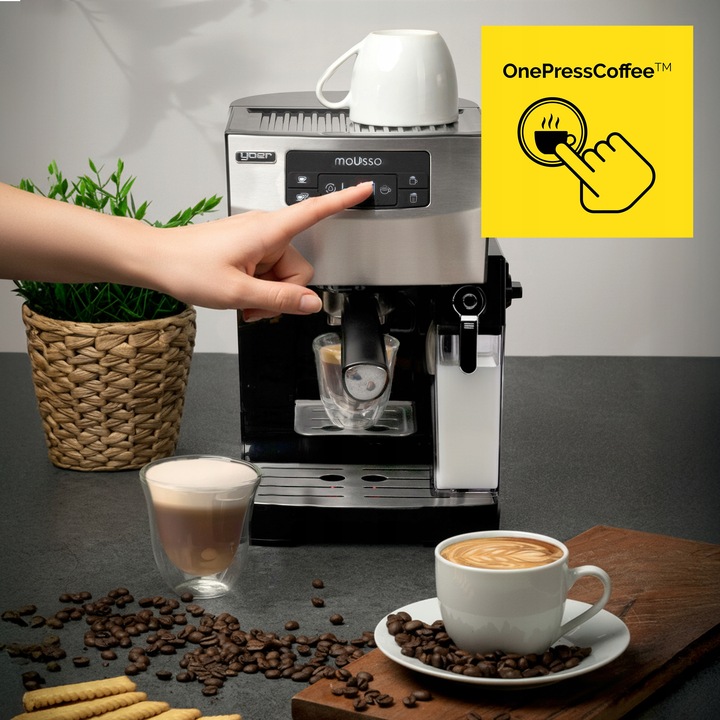 Ekspres do kawy Ciśnieniowy Automatyczny Yoer INOX 20bar + Spieniacz