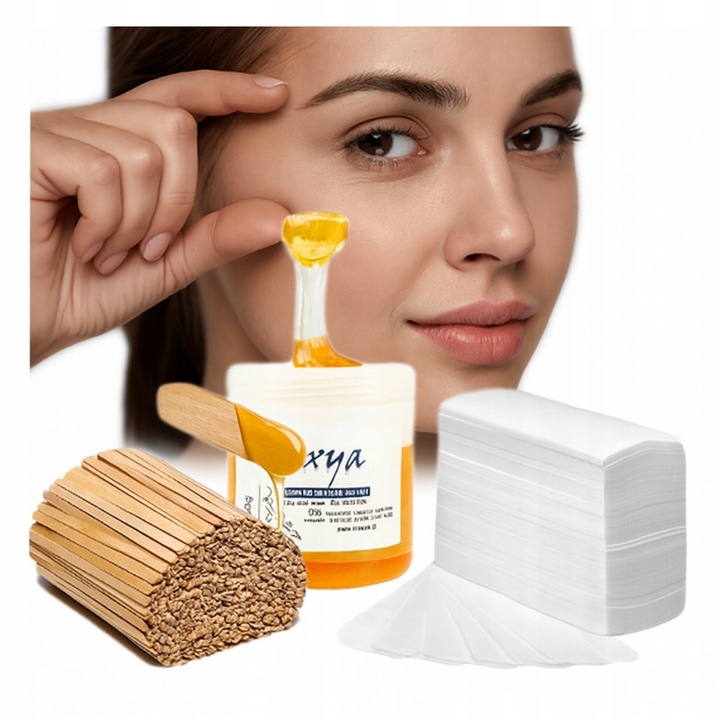 Wosk do wyrywania brwi + Paski + Szpatułki wosk do depilacji brwi z paskami