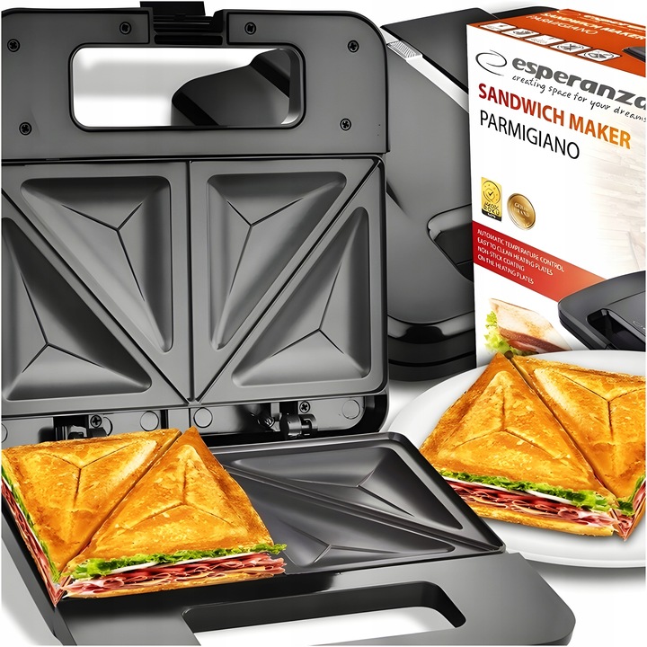 TOSTER OPIEKACZ DO KANAPEK CHRUPIĄCYCH TOSTÓW SANDWICH 1000W TRÓJKĄTY