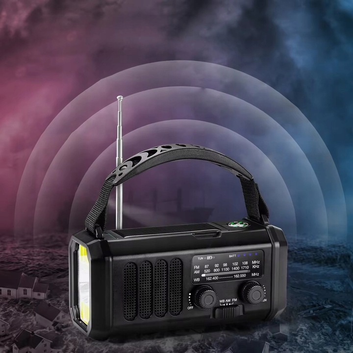PRZENOŚNE RADIO SOLARNE KORBKA ALARM DYNAMO AWARYJNE LATARKA 10000mAh