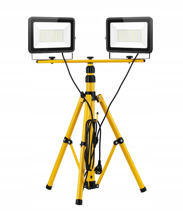 Halogen LED Statyw Naświetlacz 2x50W LED stojak + przewód + wtyczka