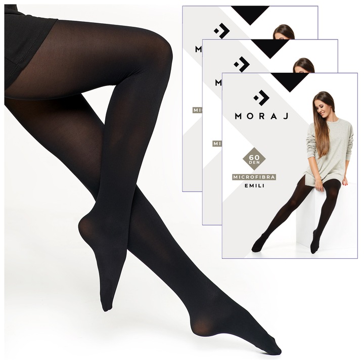 CZARNE RAJSTOPY DAMSKIE GRUBSZE 60DEN KRYJĄCE GŁADKIE CIEPŁE MORAJ R.5 3pak