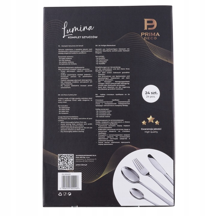 KOMPLET SZTUĆCÓW STALOWYCH NA 6 OSÓB ZESTAW 24EL. SREBRNE ZASTAWA