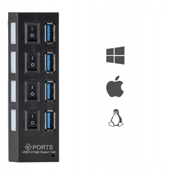HUB USB ROZDZIELACZ 4 PORTÓW ROZGAŁĘŹNIK USB 3.0