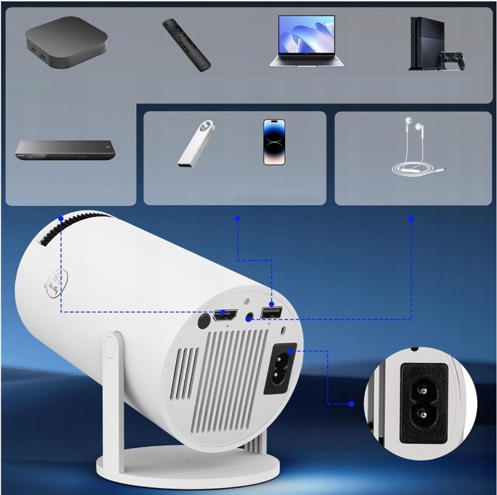 PROJEKTOR HY300 PRO 2025 NOWA WERSJA 4K HD WIFI PRZENOŚNY SMART